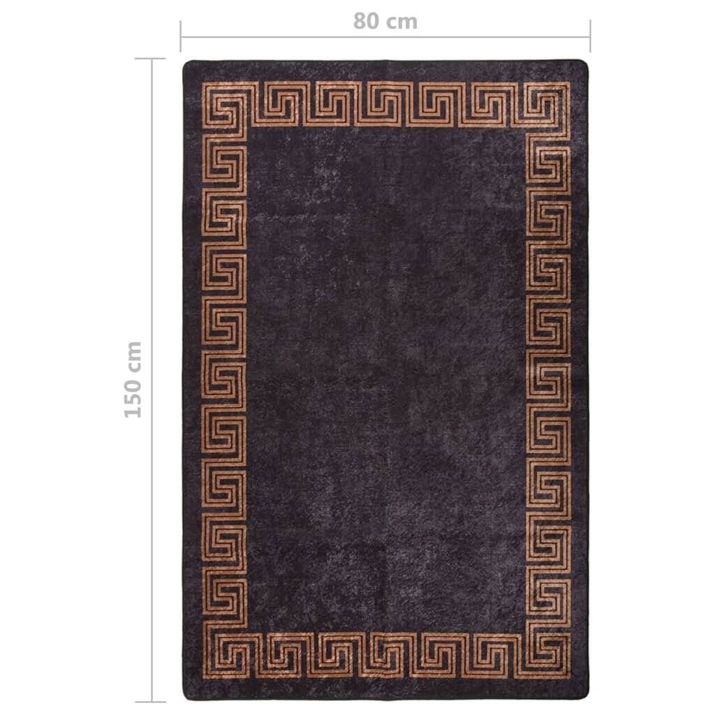 Teppich Waschbar 80x150 cm Schwarz und Golden Rutschfest-6