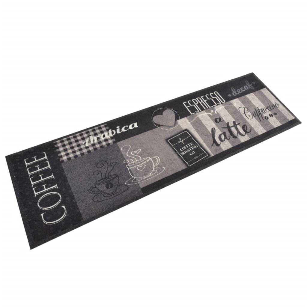 Küchenteppich Waschbar Coffee Schwarz 45x150 cm Samt-0