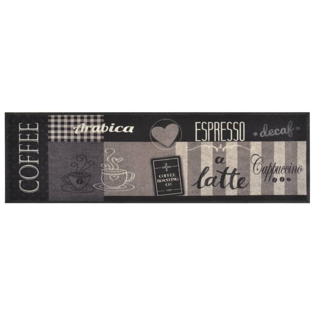 Küchenteppich Waschbar Coffee Schwarz 45x150 cm Samt-1