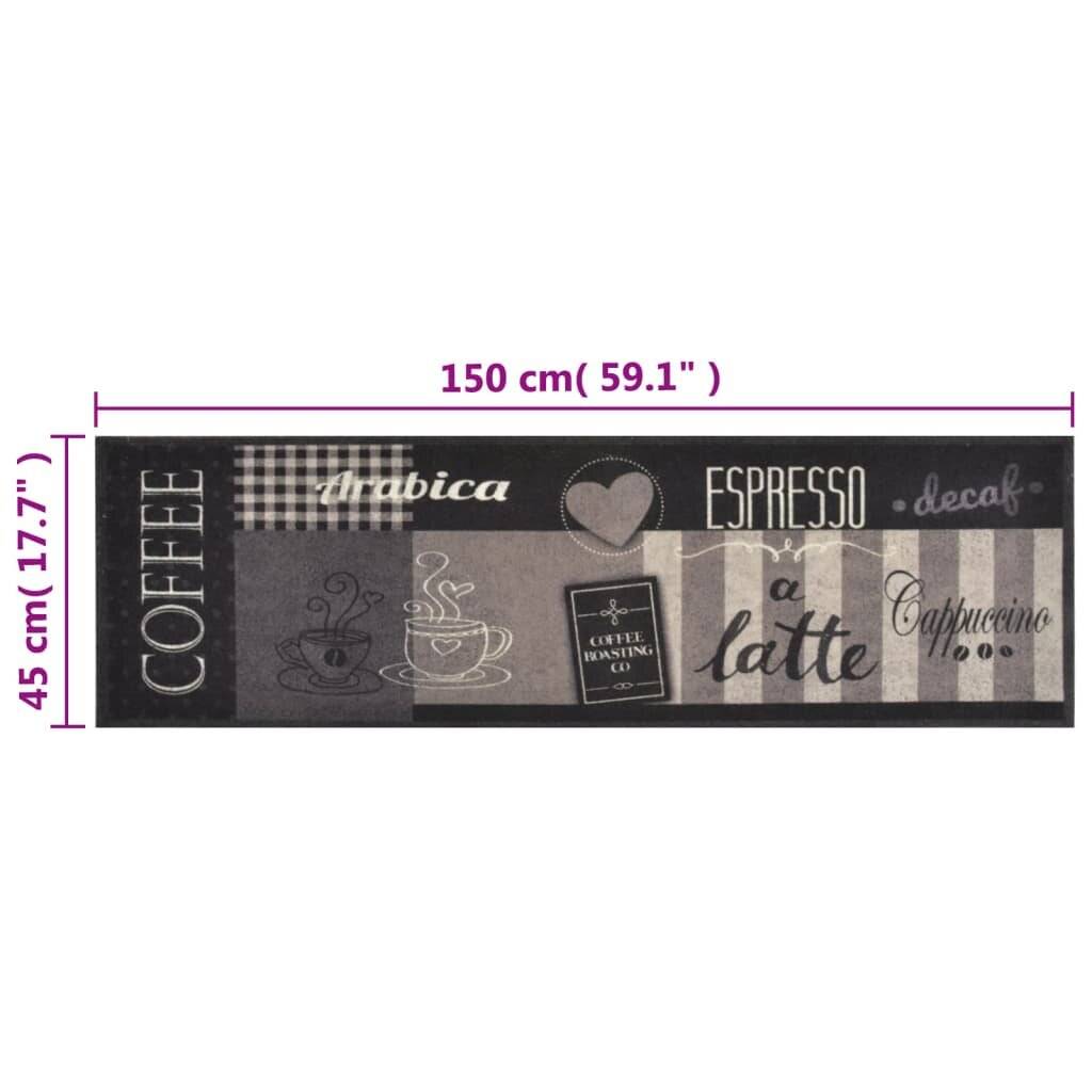 Küchenteppich Waschbar Coffee Schwarz 45x150 cm Samt-4