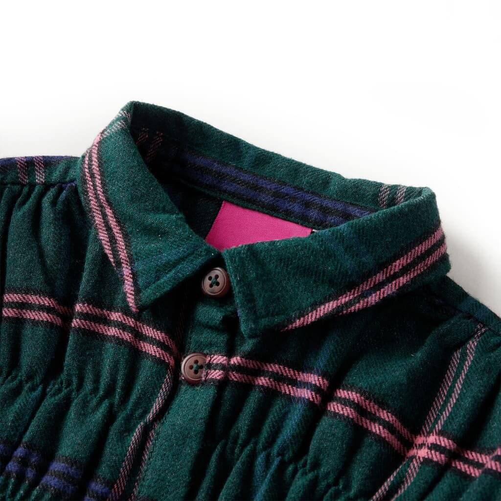 Kinderkleid mit Langen Ärmeln und Rüschen Dunkelgrün 92-1