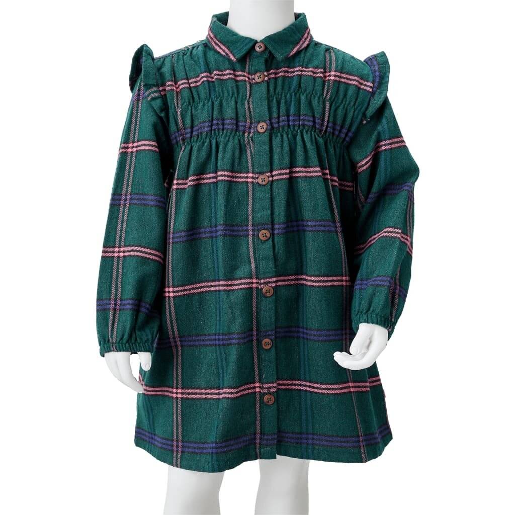 Symbolbild für Kinderkleid mit Langen Ärmeln und Rüschen Dunkelgrün 92