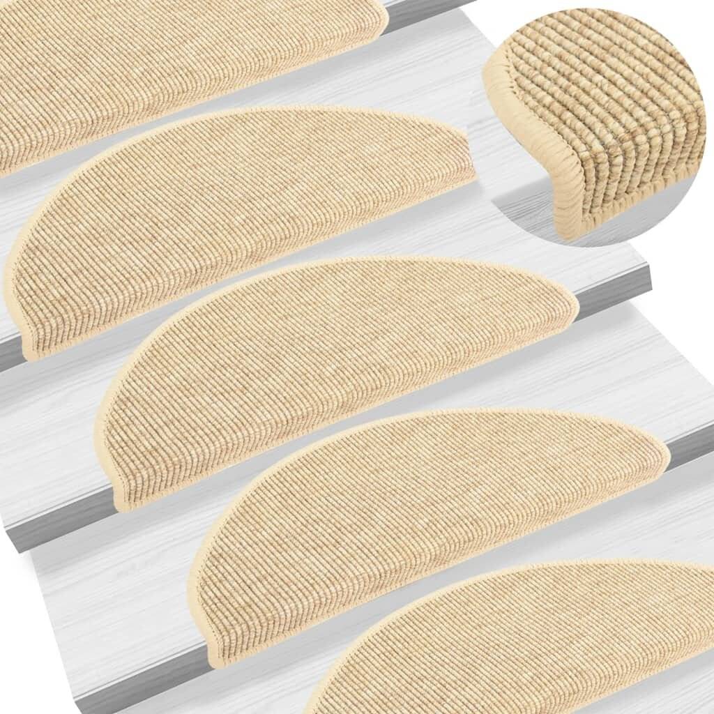 Treppenmatten Selbstklebend Sisal-Optik 15 Stk. 65x25 cm Beige-0