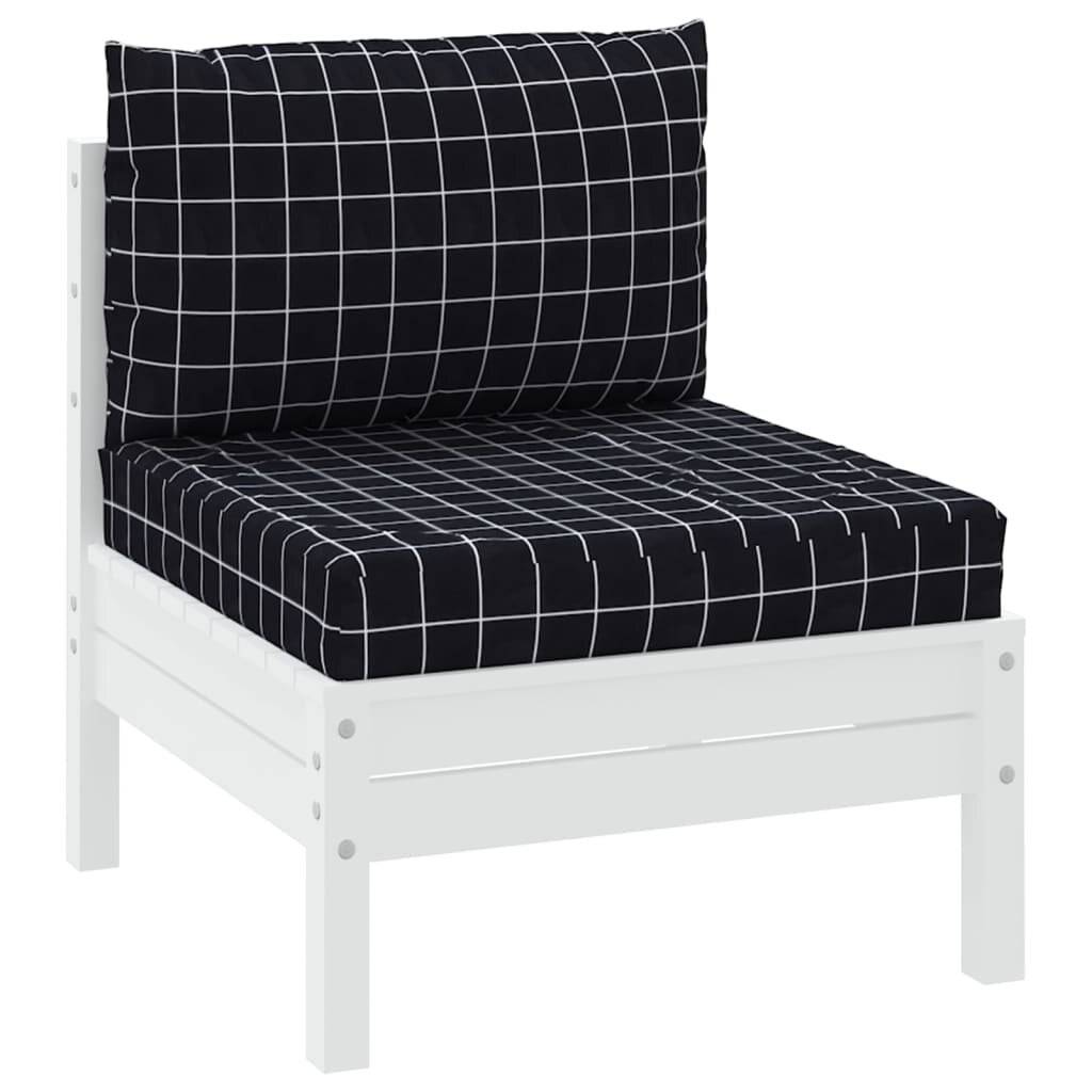 Palettenkissen 2 Stk. Schwarz Karomuster Oxford-Gewebe-2
