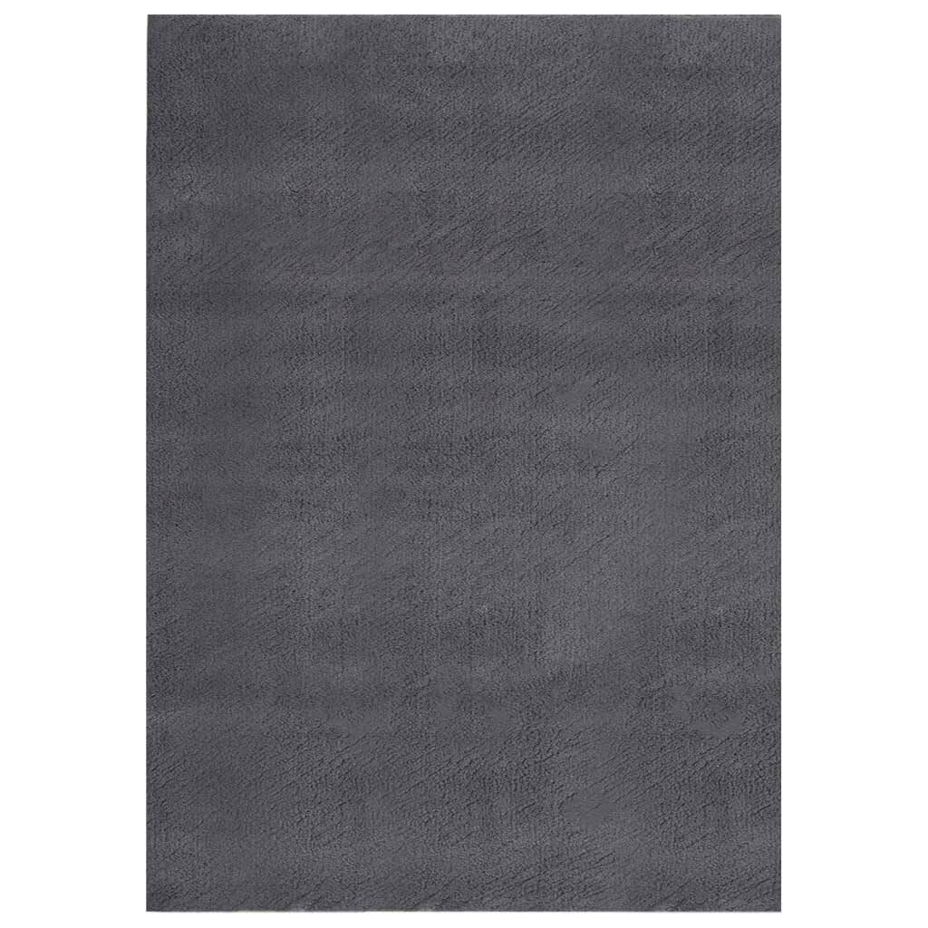 Teppich Waschbar Flauschig Kurzflor 160x230 Rutschfest Anthrazi-0