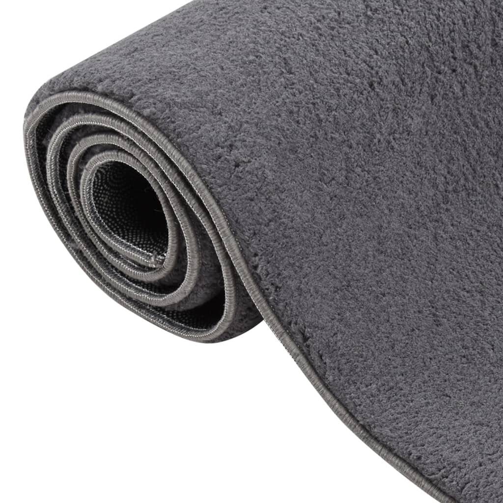 Teppich Waschbar Flauschig Kurzflor 160x230 Rutschfest Anthrazi-1