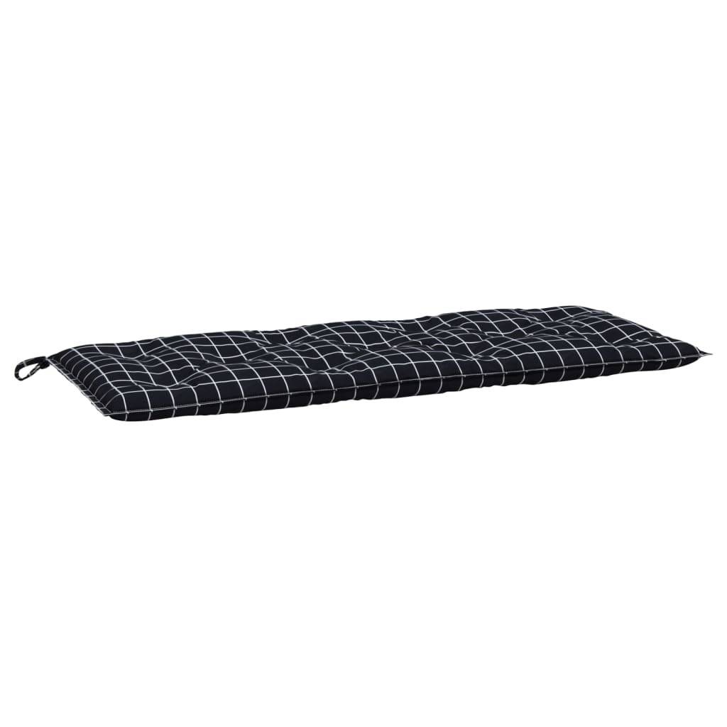 Gartenbank-Auflage Schwarz Karomuster 120x50x7 cm Stoff-2