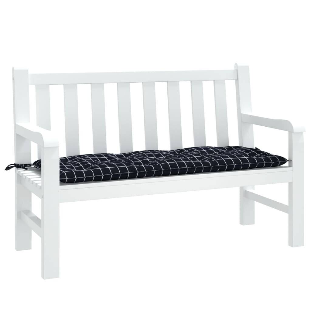 Gartenbank-Auflage Schwarz Karomuster 120x50x7 cm Stoff-3