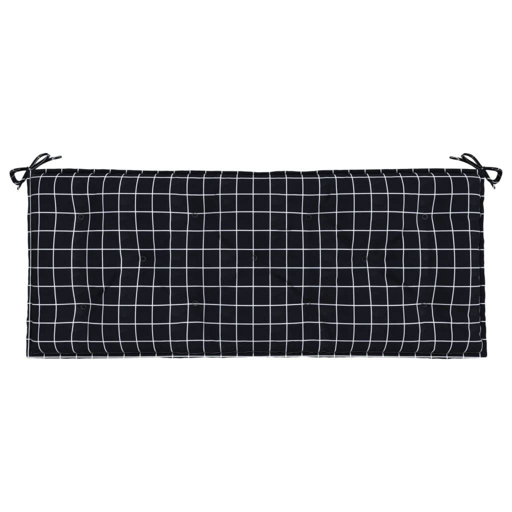 Gartenbank-Auflage Schwarz Karomuster 120x50x7 cm Stoff-4