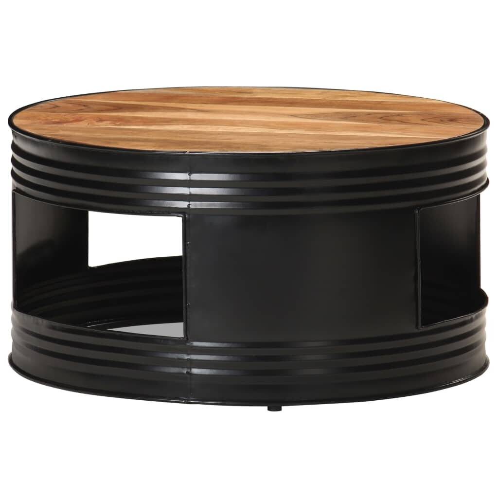 Couchtisch Schwarz 68x68x36 cm Akazie Massivholz-6
