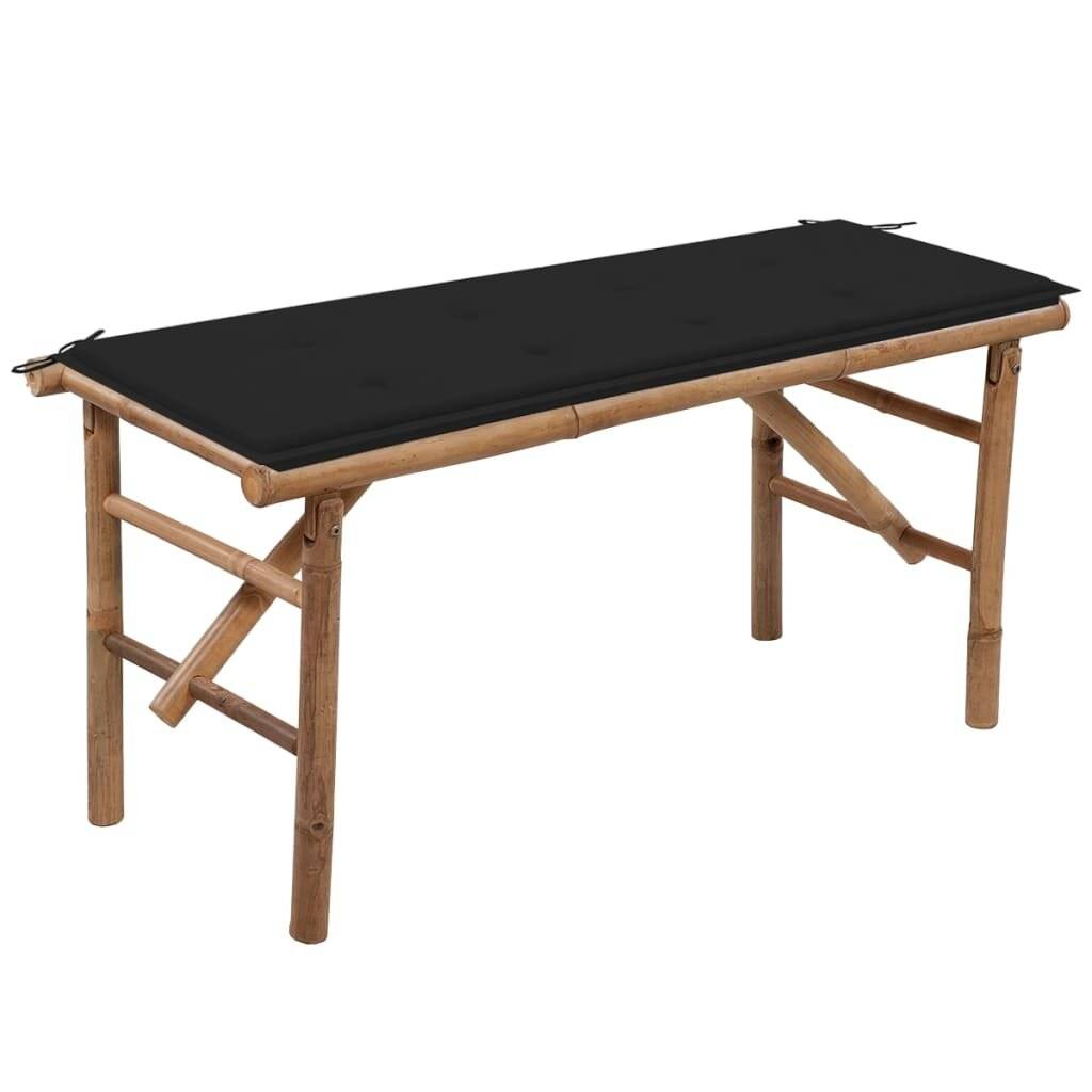 Klappbare Gartenbank mit Auflage 118 cm Bambus-0