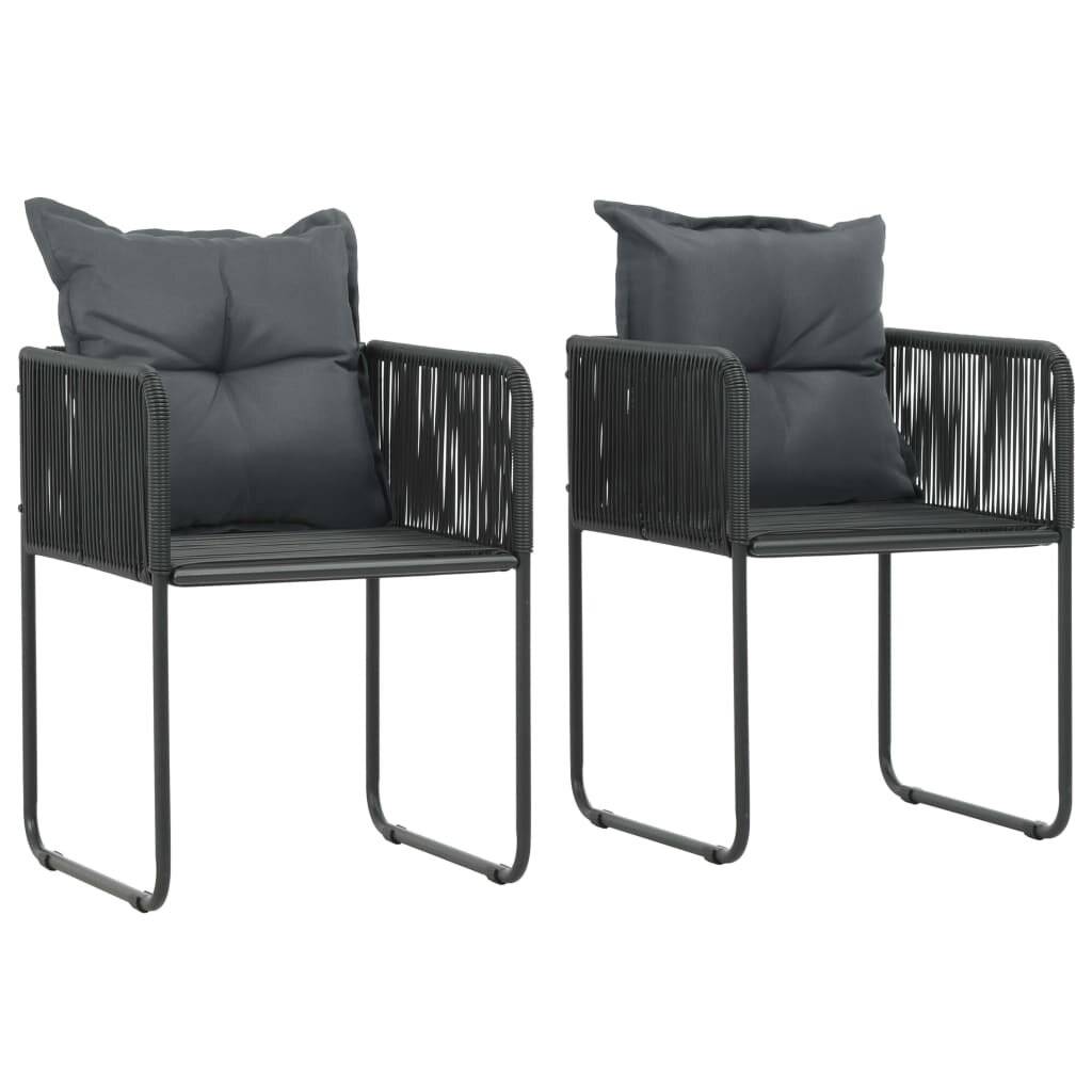 3-tlg. Garten-Essgruppe PVC Rattan Schwarz-4