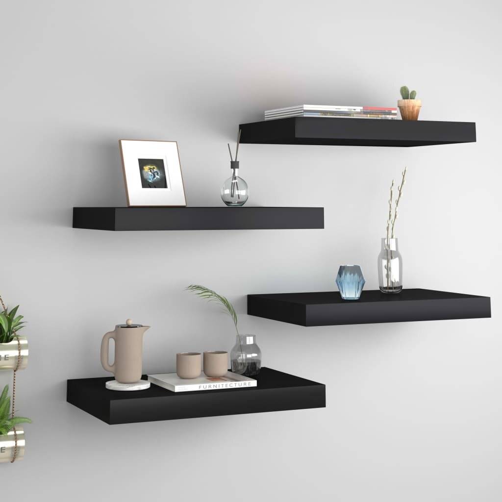 Schwebende Wandregale 4 Stk. Schwarz 40x23x3,8cm MDF-0