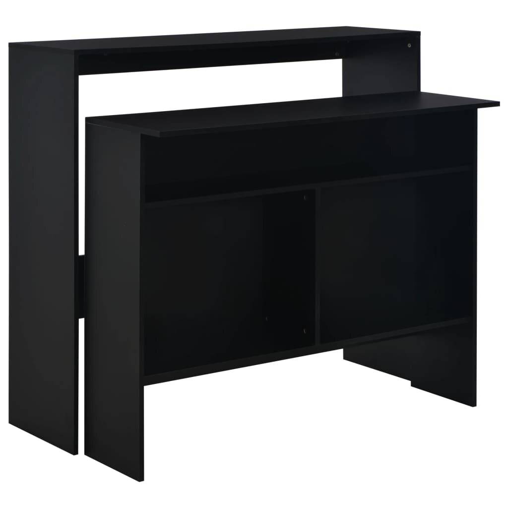 Bartisch mit 2 Tischplatten Schwarz 130 x 40 x 120 cm-0
