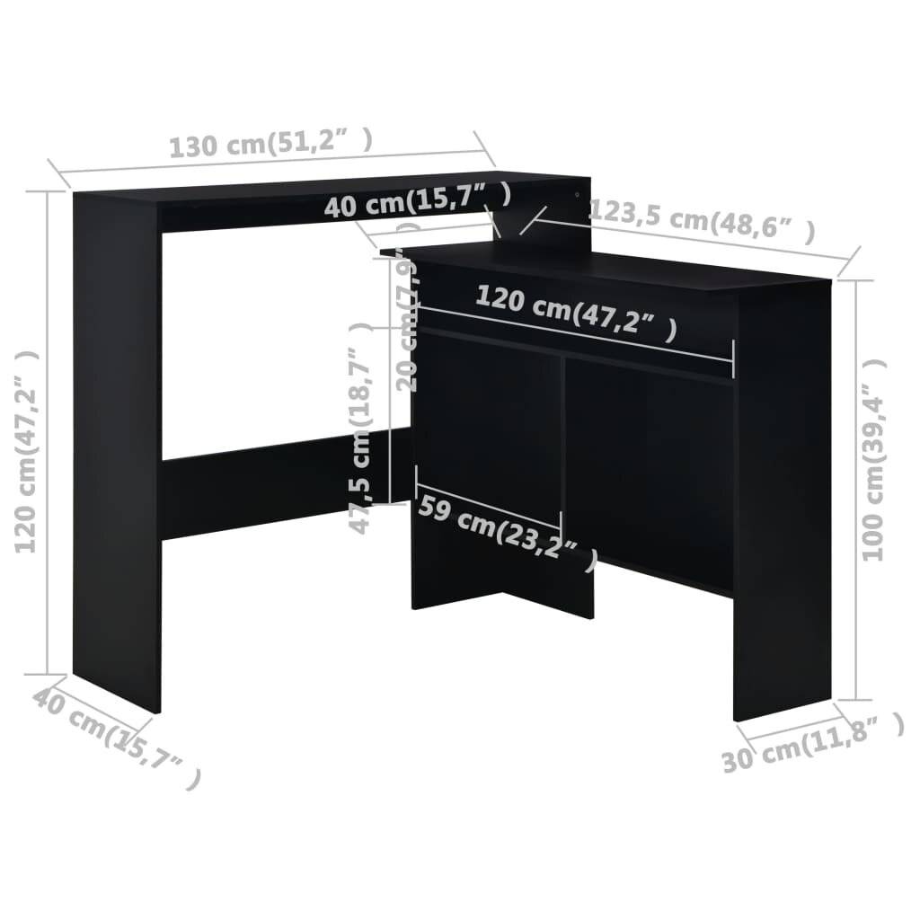 Symbolbild für Bartisch mit 2 Tischplatten Schwarz 130 x 40 x 120 cm