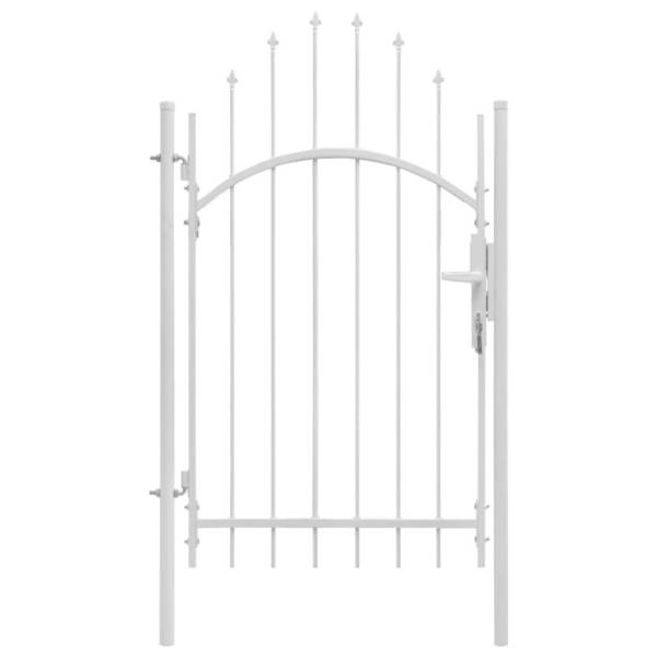Gartentor mit gewölbter Spitze Stahl 1 x 2,45 m Weiß