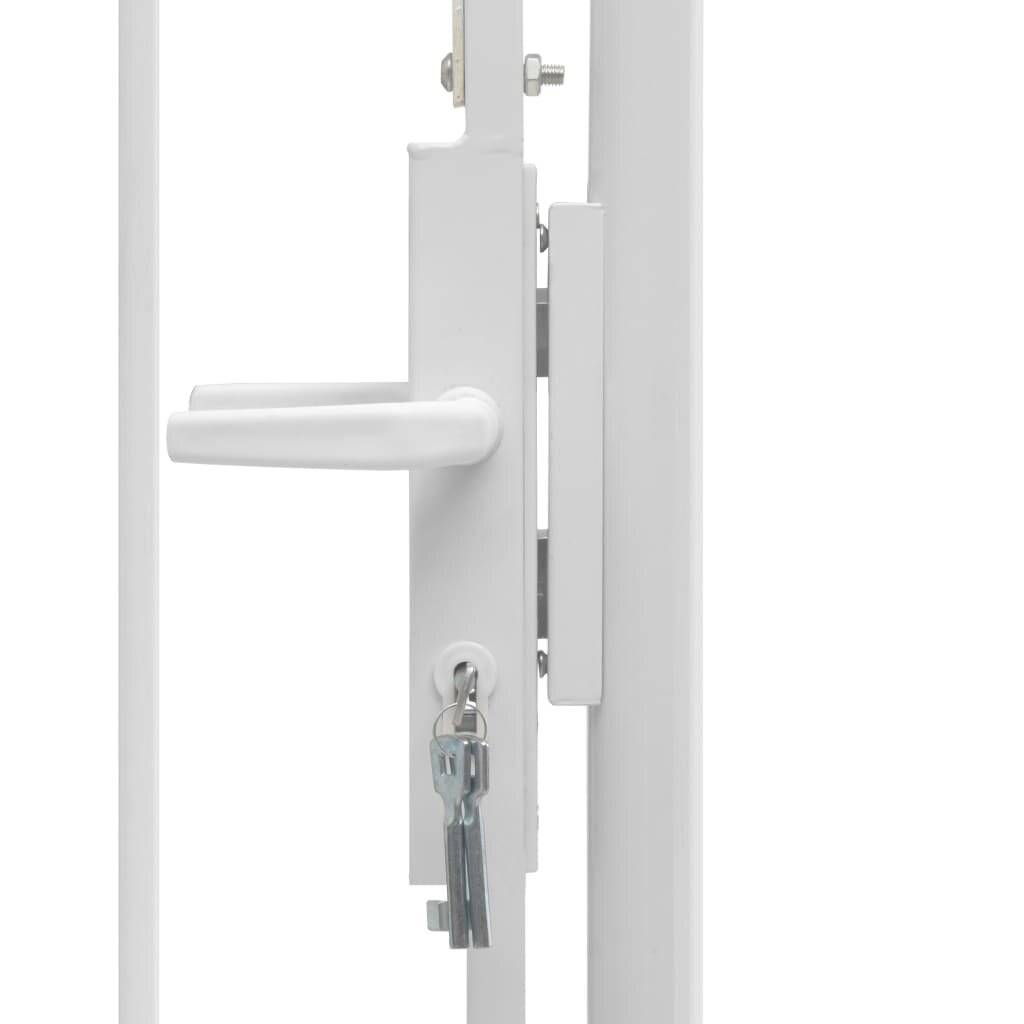 Gartentor mit gewölbter Spitze Stahl 1 x 2,25 m Weiß-2