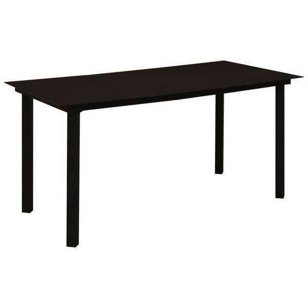 Garten-Esstisch Schwarz 150x80x74 cm Stahl und Glas