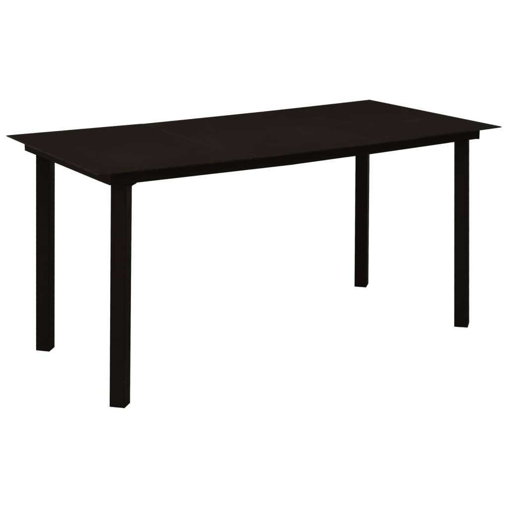 Garten-Esstisch Schwarz 150x80x74 cm Stahl und Glas-0