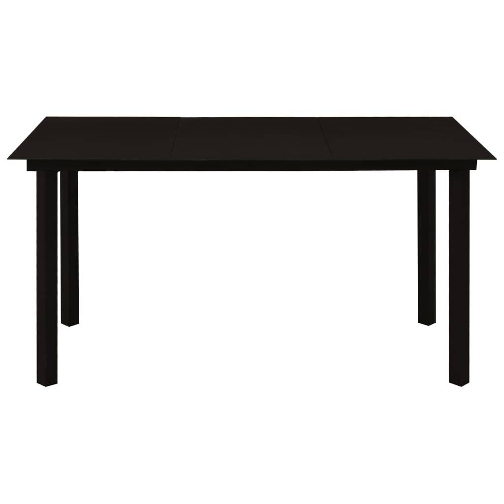 Garten-Esstisch Schwarz 150x80x74 cm Stahl und Glas-2