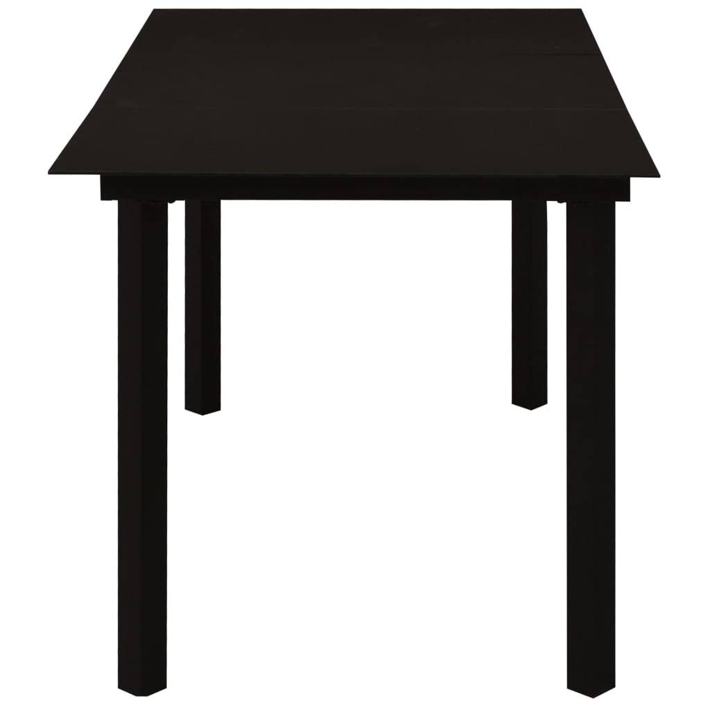 Garten-Esstisch Schwarz 150x80x74 cm Stahl und Glas-3