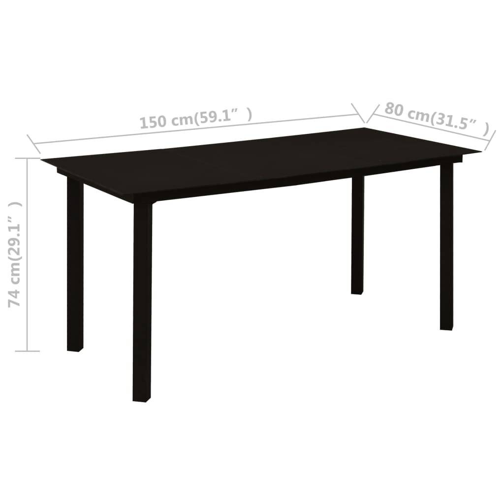 Garten-Esstisch Schwarz 150x80x74 cm Stahl und Glas-4