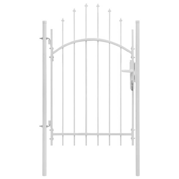 Gartentor mit gewölbter Spitze Stahl 1 x 2,25 m Weiß