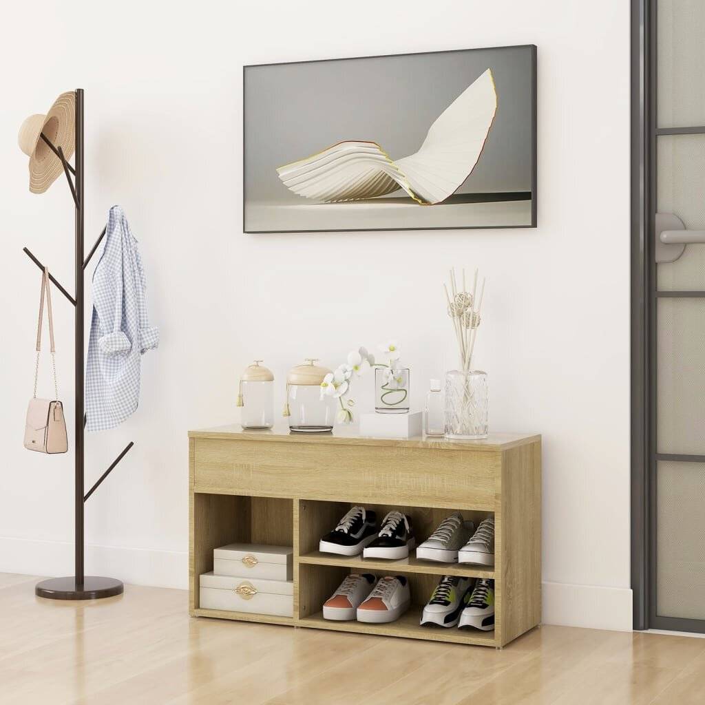 Schuhbank Sonoma-Eiche 80x30x45 cm Holzwerkstoff-0