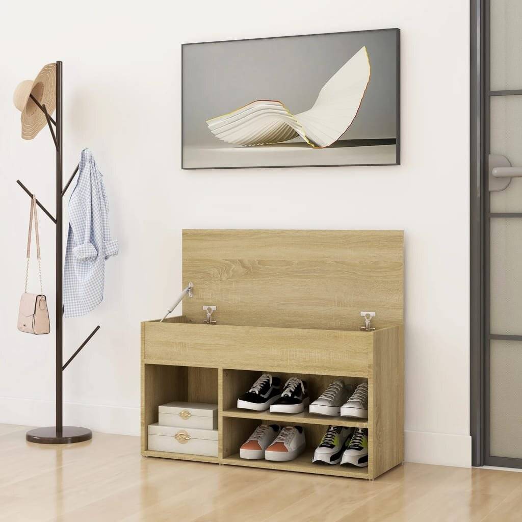 Schuhbank Sonoma-Eiche 80x30x45 cm Holzwerkstoff-2