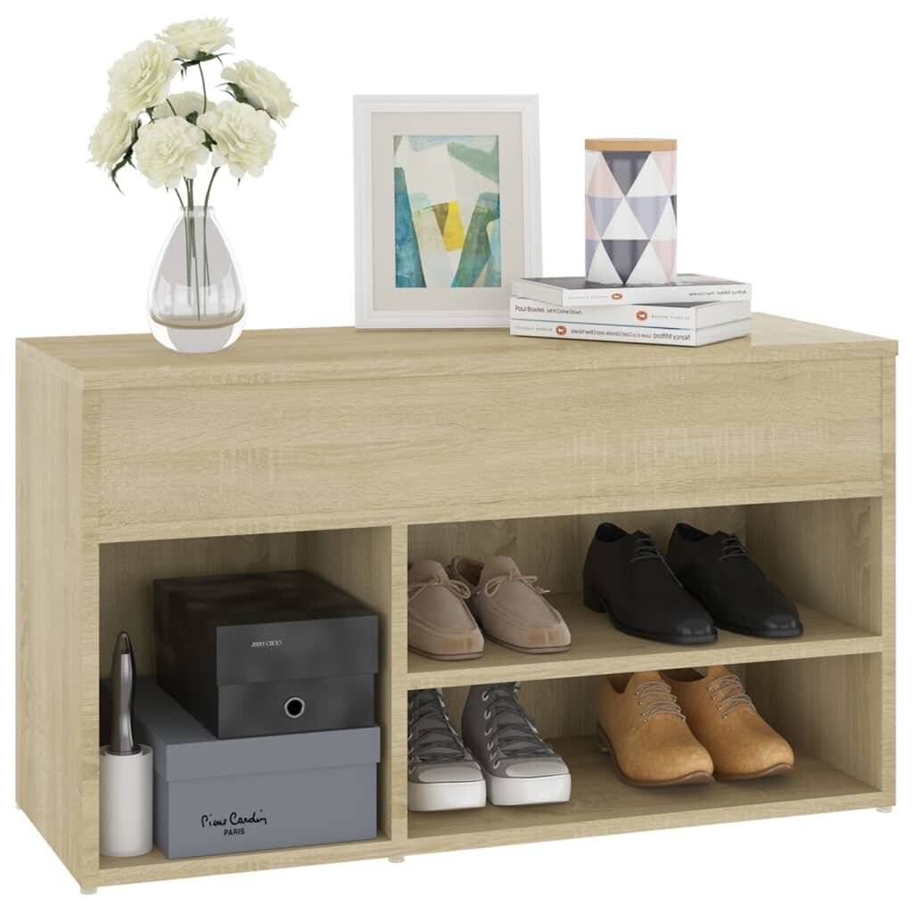 Schuhbank Sonoma-Eiche 80x30x45 cm Holzwerkstoff-3