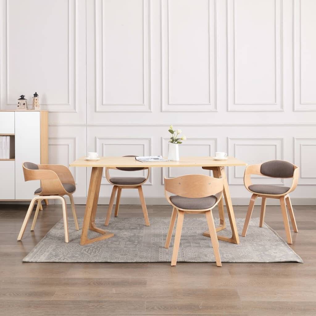 Esszimmerstühle 4 Stk. Bugholz und Taupe Stoff-0