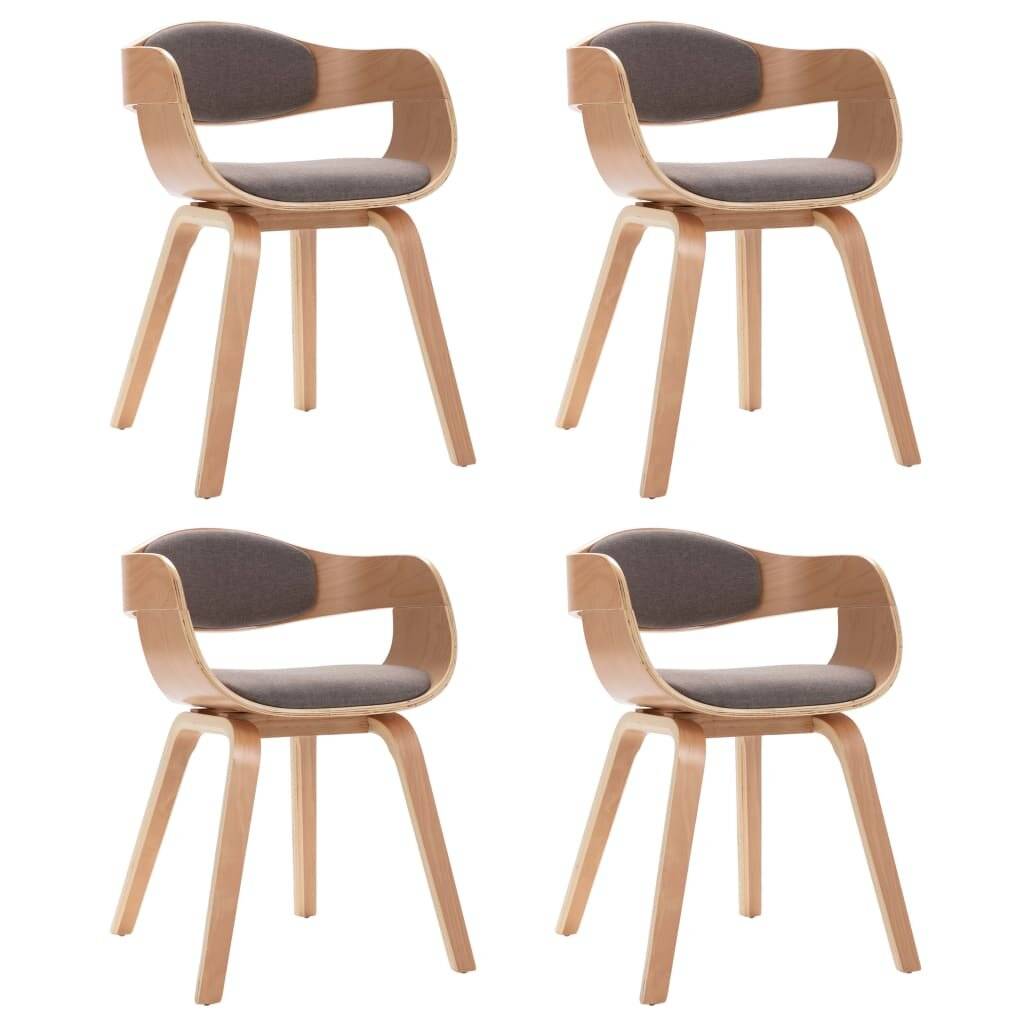 Esszimmerstühle 4 Stk. Bugholz und Taupe Stoff-1