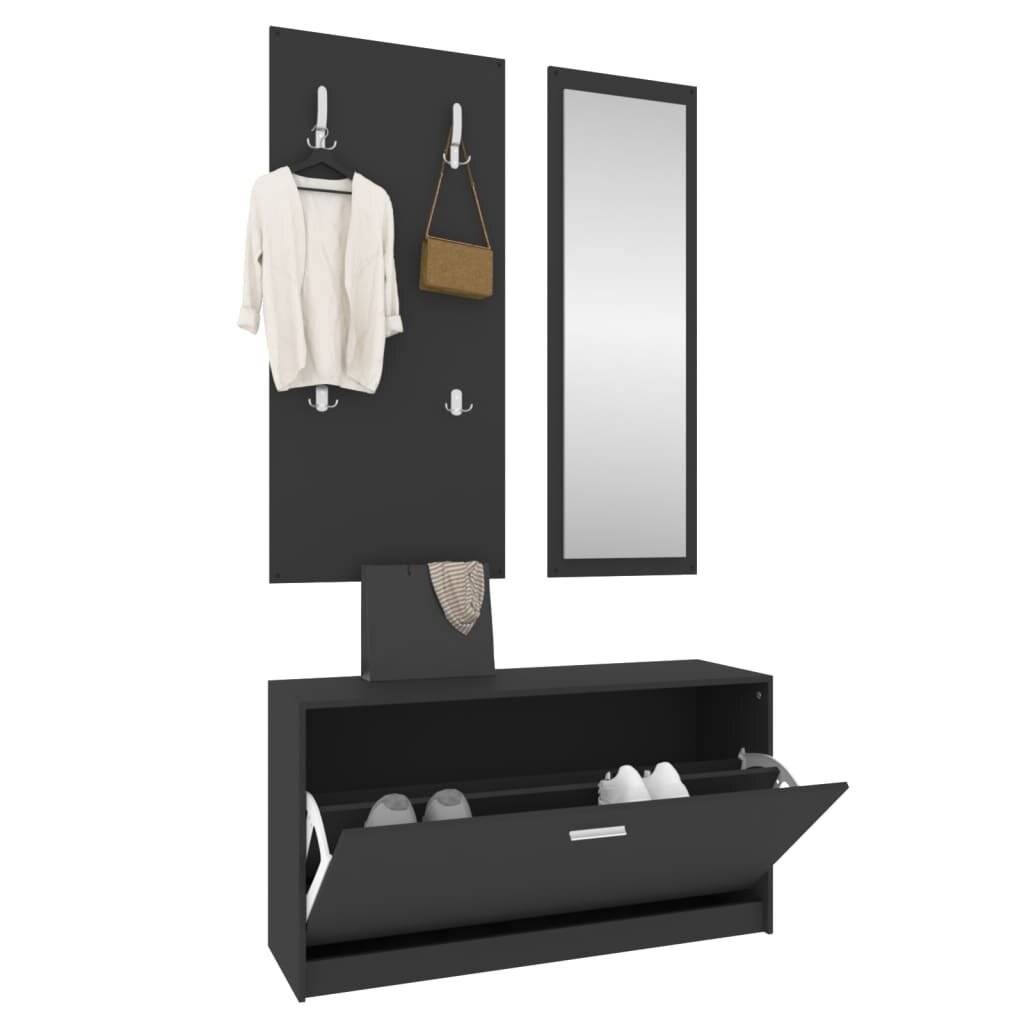 3-tlg. Flurmöbel-Set Schwarz Holzwerkstoff-3