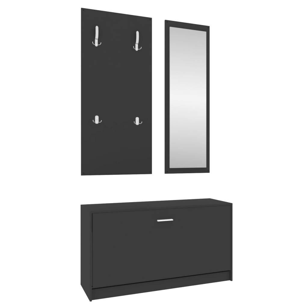 3-tlg. Flurmöbel-Set Schwarz Holzwerkstoff-4