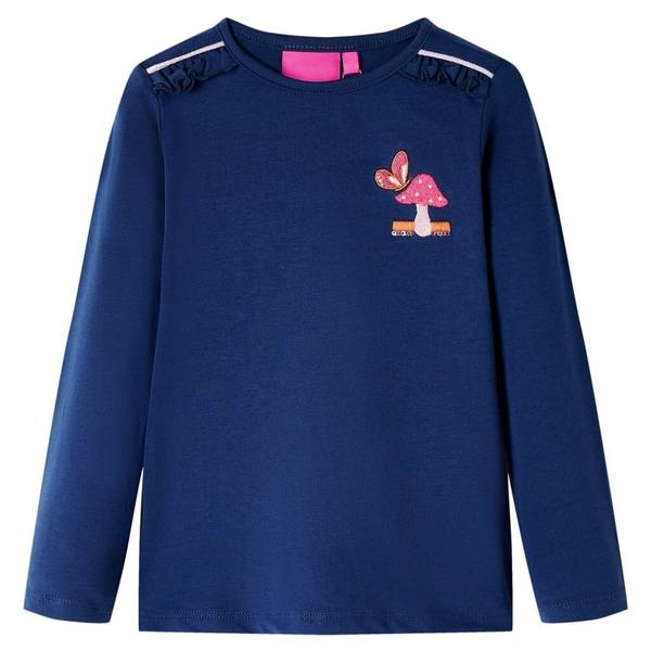 Kinder-Langarmshirt mit Pilz-Aufdruck Marineblau 104