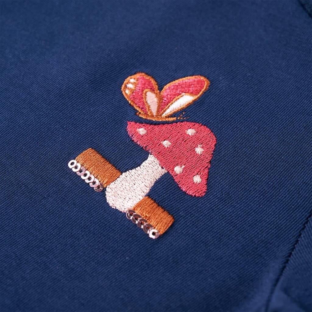 Kinder-Langarmshirt mit Pilz-Aufdruck Marineblau 104-4
