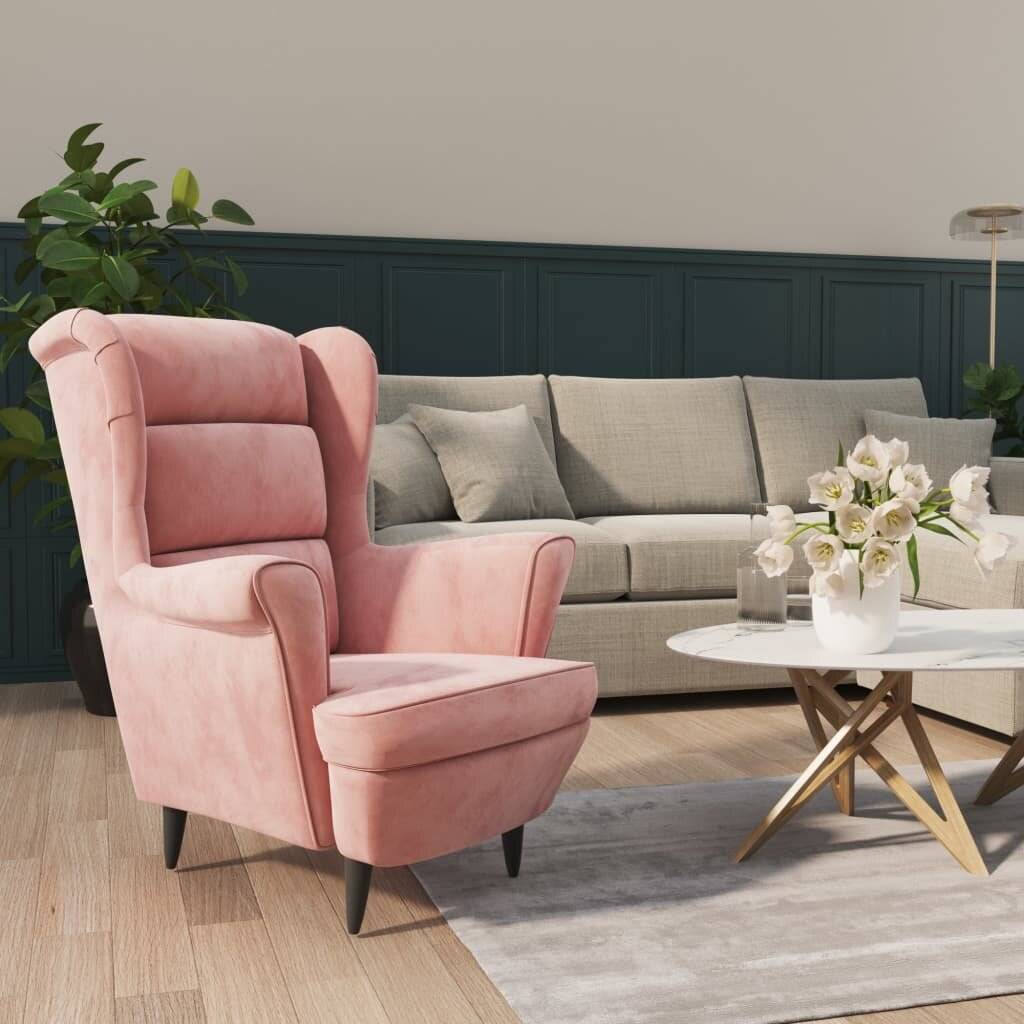 VidaXL Sessel Rosa Samt Sperrholzrahmen 96,5 cm Polyesterbezug-0