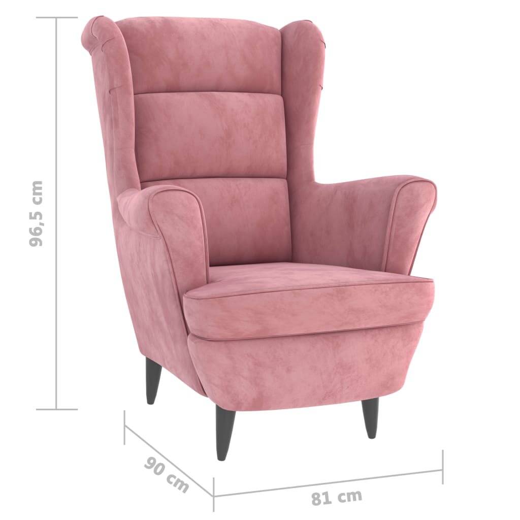 VidaXL Sessel Rosa Samt Sperrholzrahmen 96,5 cm Polyesterbezug-6