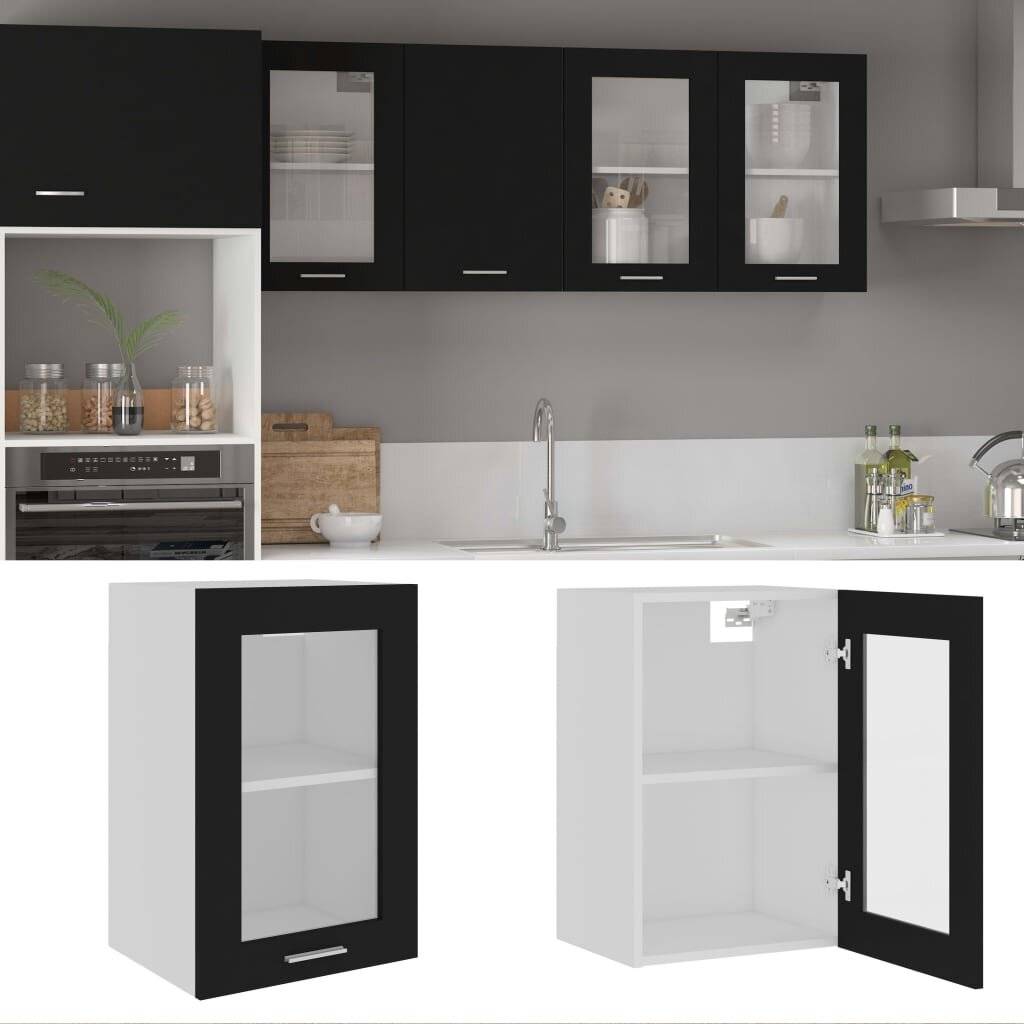 Hängeglasschrank Schwarz 40x31x60 cm Spanplatte-0