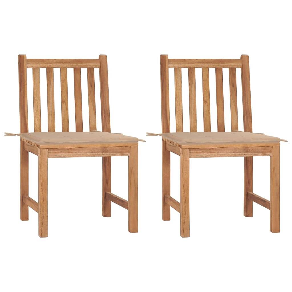 Gartenstühle 2 Stk. mit Kissen Massivholz Teak-0