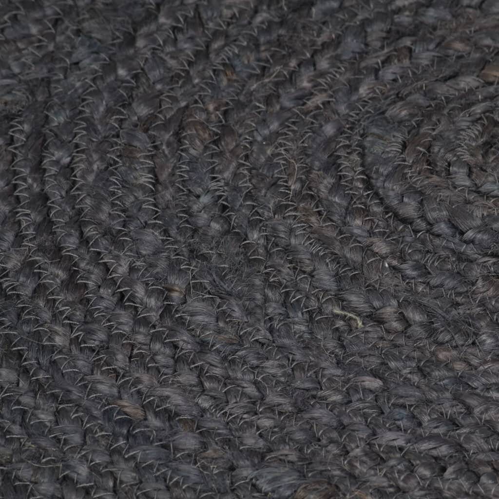 Teppich Handgefertigt Jute Rund 240 cm Dunkelgrau-3