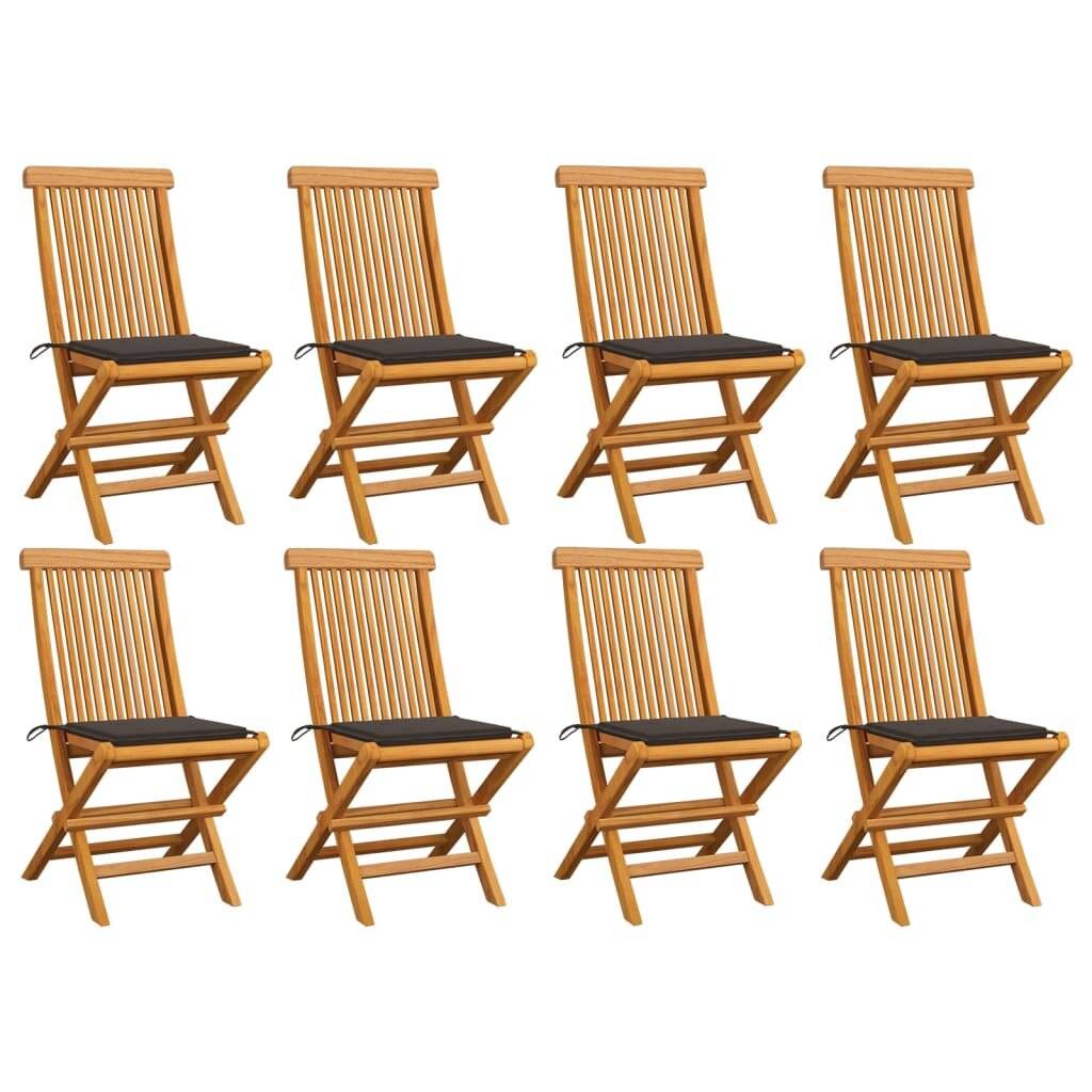 Gartenstühle mit Taupe Kissen 8 Stk. Massivholz Teak-0