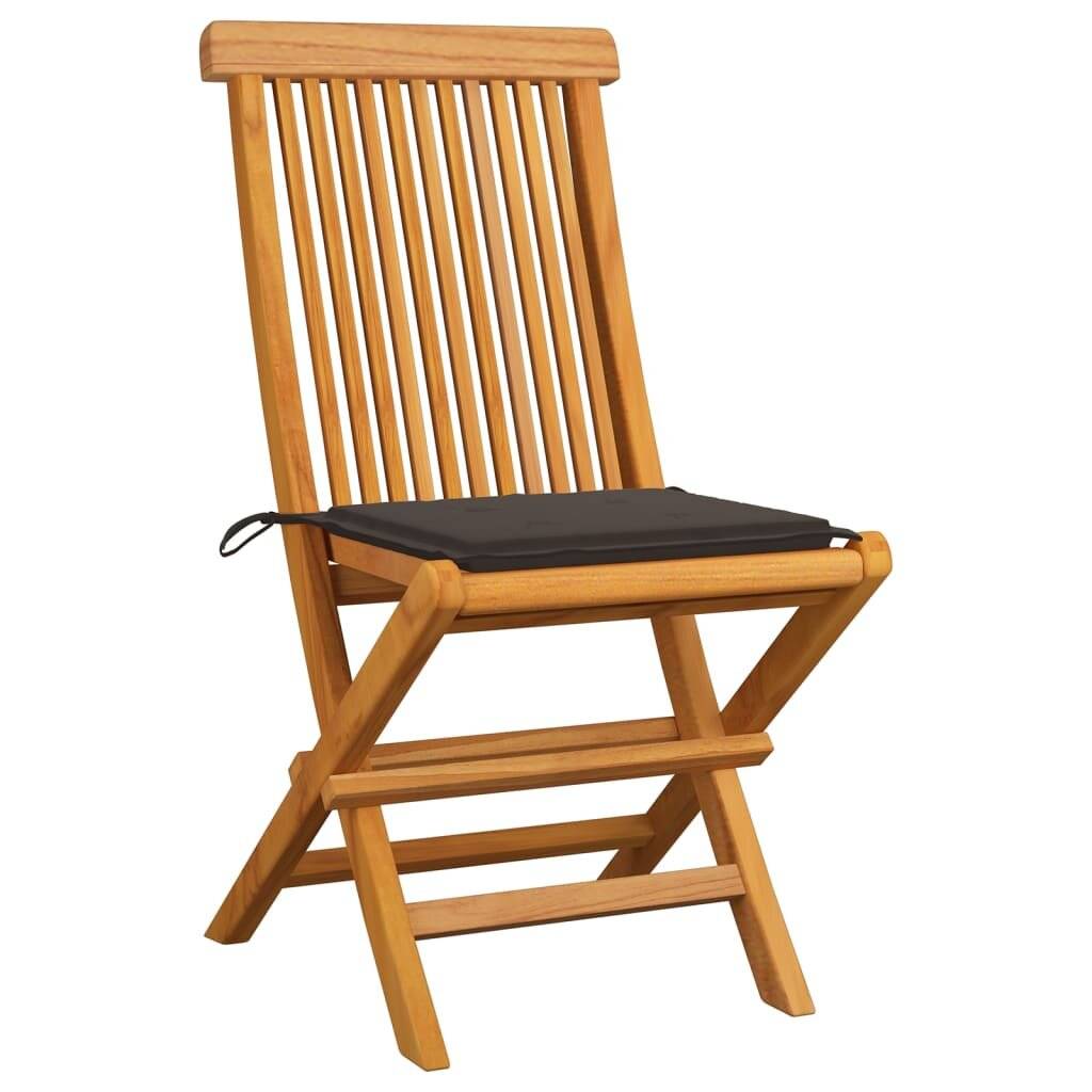Gartenstühle mit Taupe Kissen 8 Stk. Massivholz Teak-4