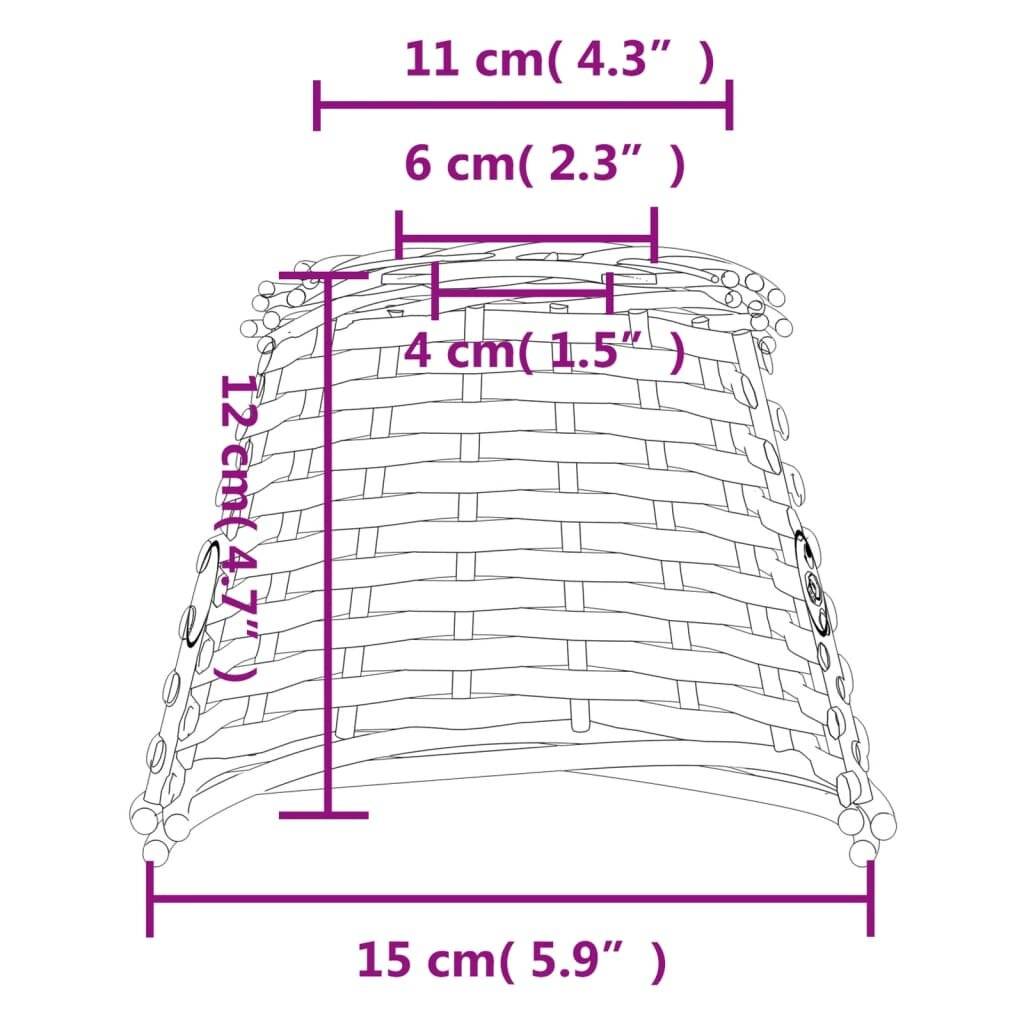 Lampenschirm Weiß Ø15x12 cm Korbweide-5