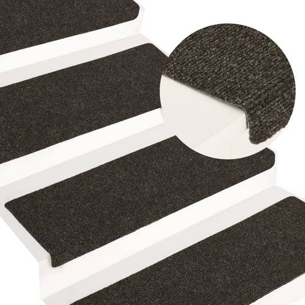 Treppenmatten 15 Stk. Nadelvlies 65x25 cm Grau