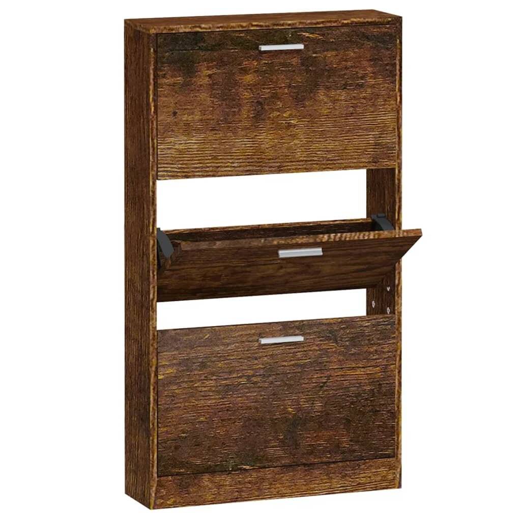 Schuhschrank Räuchereiche 59x17x108 cm Holzwerkstoff-1