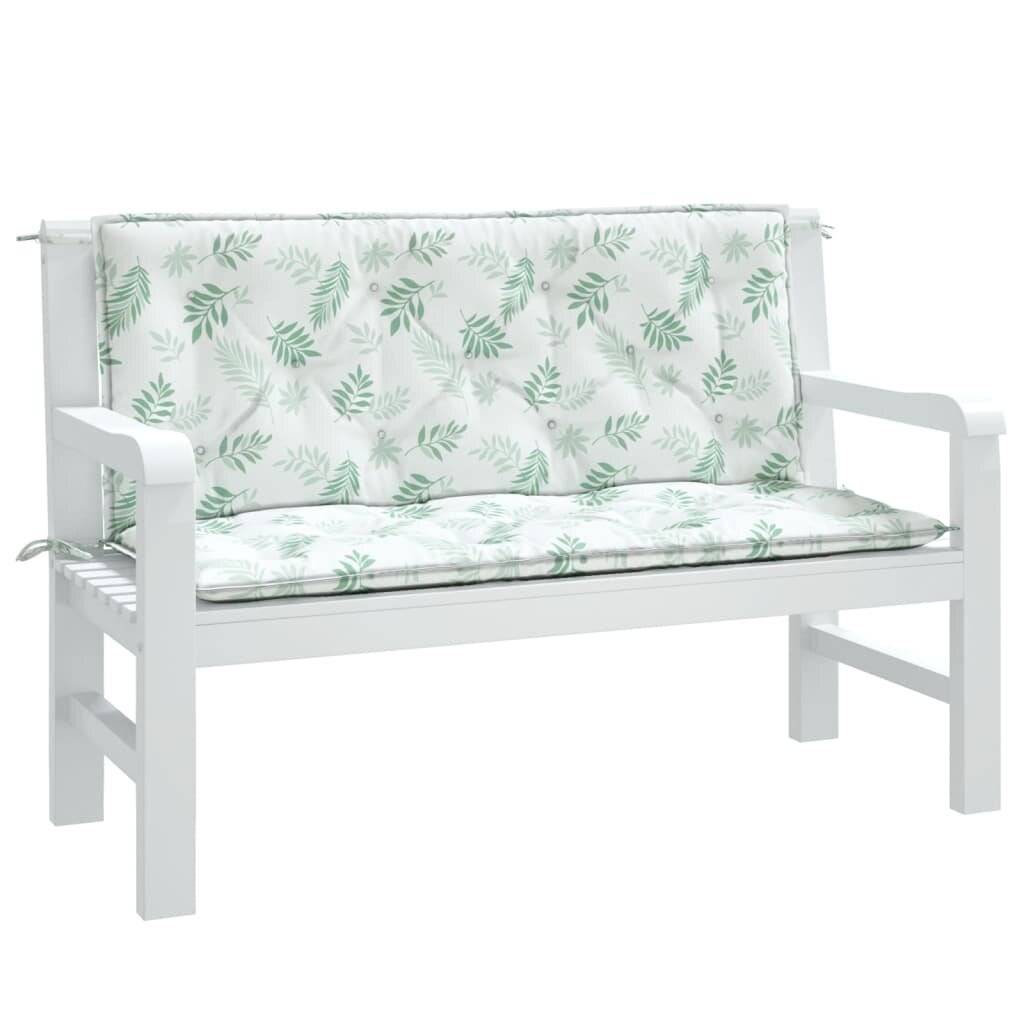 Gartenbank-Auflagen 2 Stk. Blattmuster 120x50x7 cm Stoff-2