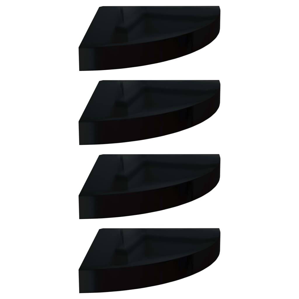 Eck-Schweberegale 4 Stk. Hochglanz-Schwarz 25x25x3,8 cm MDF-4