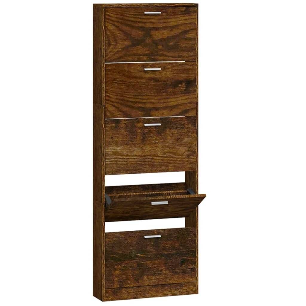 Schuhschrank Räuchereiche 59x17x169 cm Holzwerkstoff-1