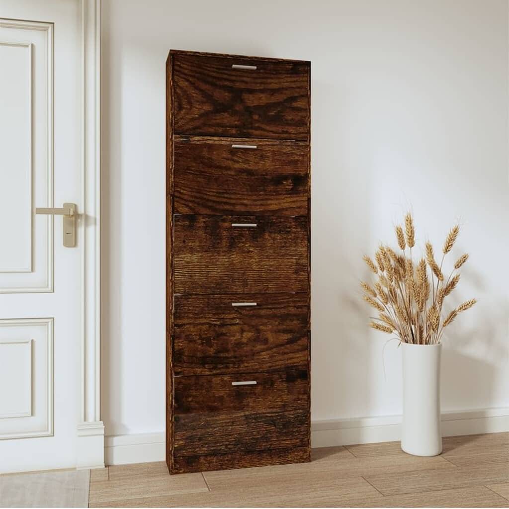 Schuhschrank Räuchereiche 59x17x169 cm Holzwerkstoff-2